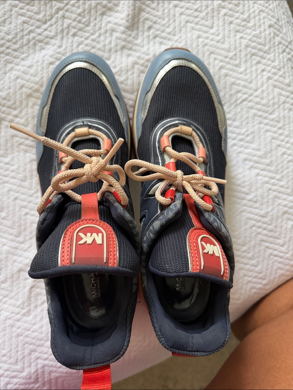Michael Kors Navy, Red & Tan Logo Athletic Sneakers